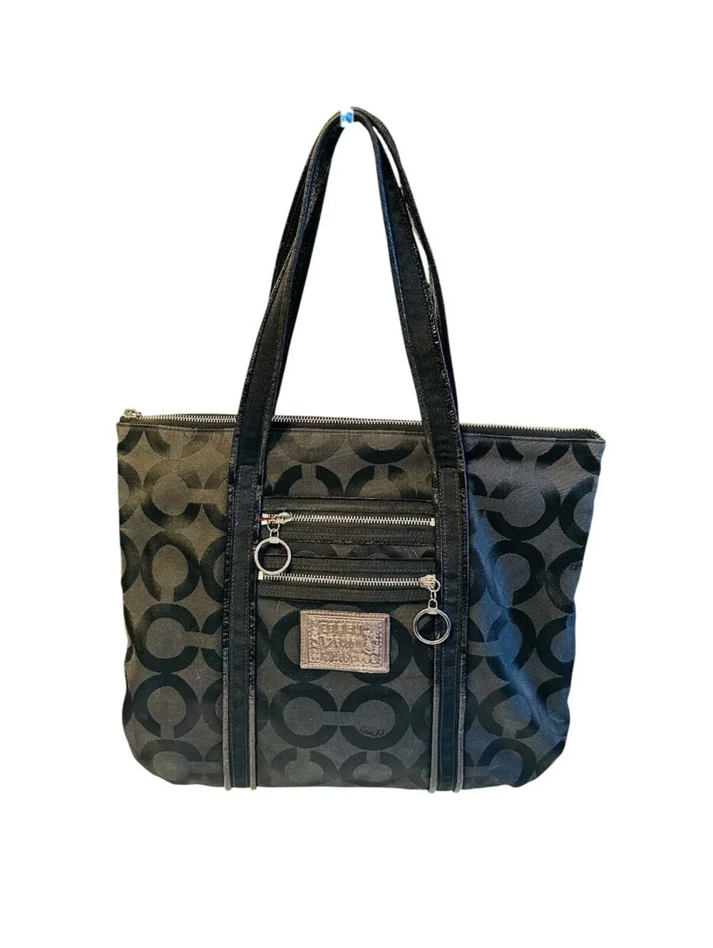 Coach Black Poppy Op Art Glam Tote